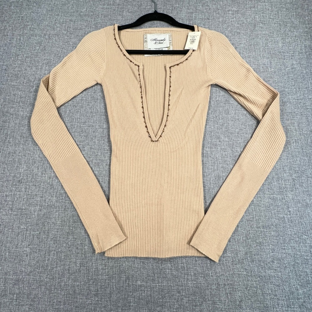 Abercrombie & Fitch Sweater Womens S Wool Silk Cashmere Beaded Y2K Baby Doll NEW